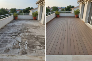 antes y después tarima exterior - instalación de tarima en terraza con acabado moderno vilanova (1)